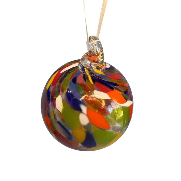 Art Glass Friendship Witch Spirit Ball Ornament Vibrant Multicolor 3½ - Picture 4 of 6